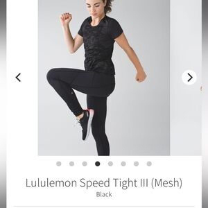 EUC Lululemon Speed Tight Mesh Black